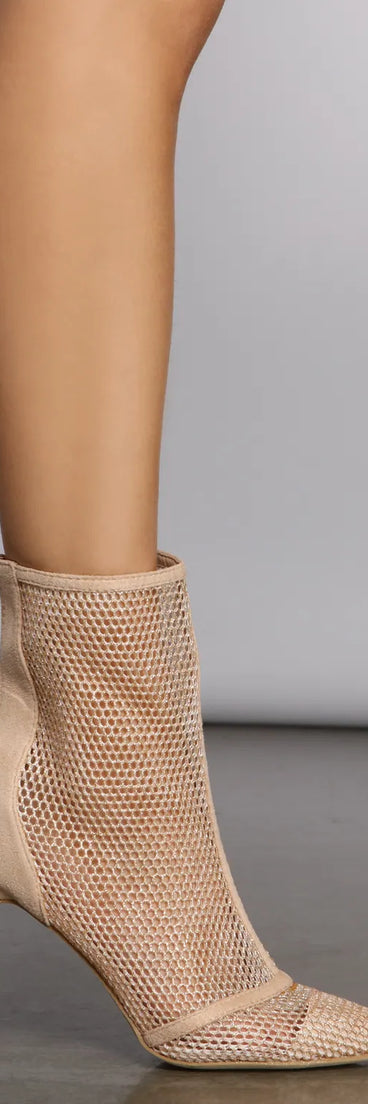 Glitter Fishnet Stiletto Booties