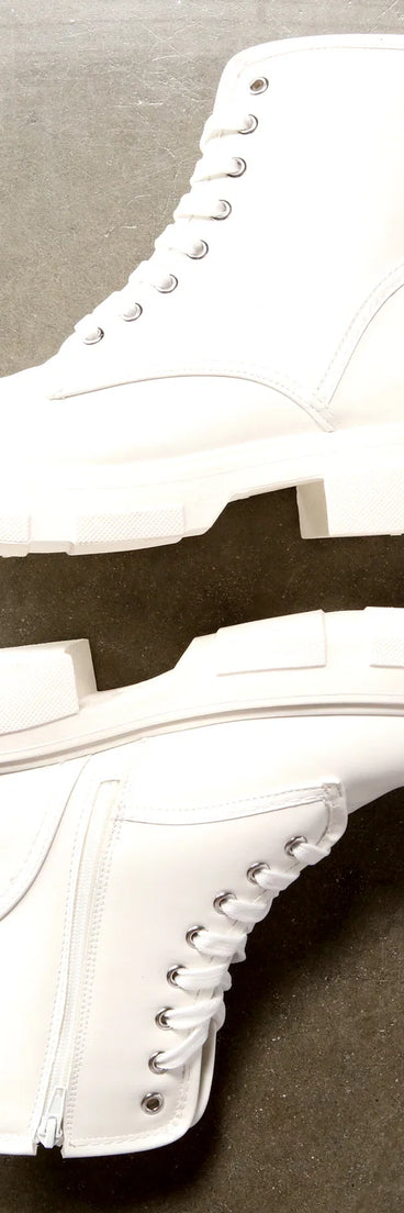 Faux Leather Combat Utility Booties