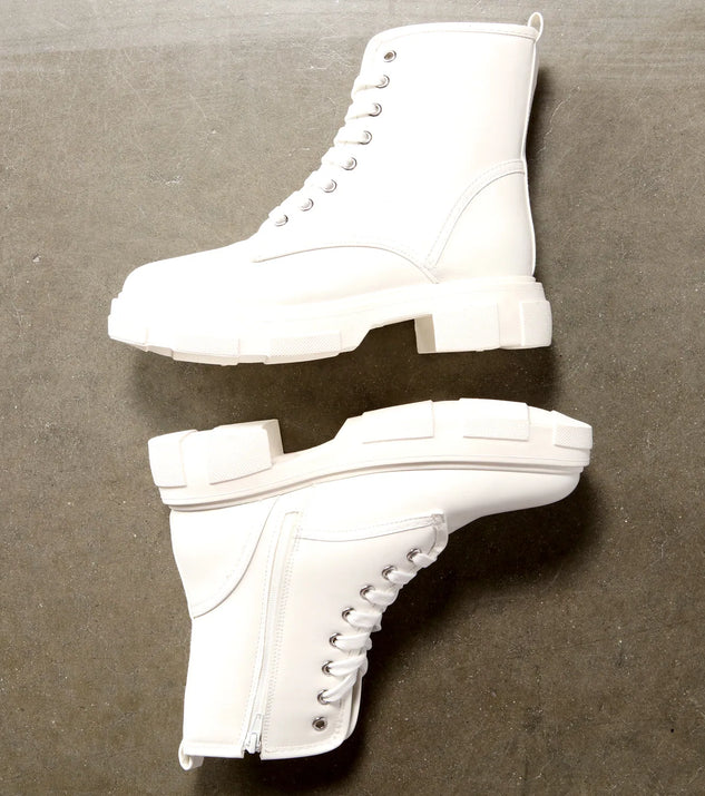 Faux Leather Combat Utility Booties