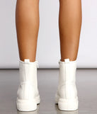 Faux Leather Combat Utility Booties