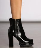 Faux Patent Leather Lug Booties