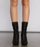 Faux Suede Studded Glam Stiletto Booties