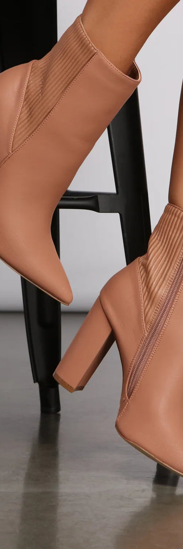 Stacked On Basics Faux Leather Block Heel Booties