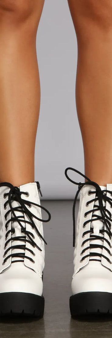Glam It Up Faux Leather Quilted Combat Booties