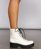 Glam It Up Faux Leather Quilted Combat Booties