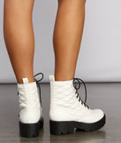 Glam It Up Faux Leather Quilted Combat Booties