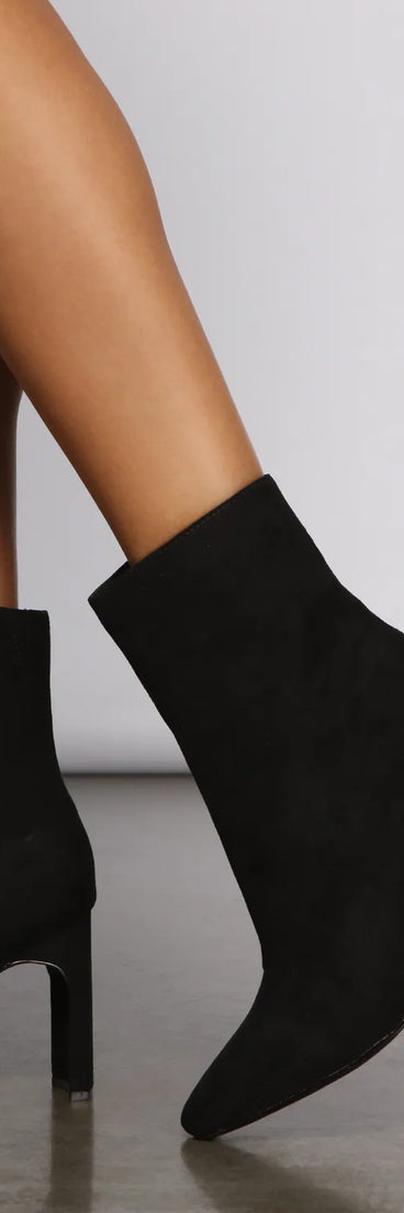 Slay In Basics Faux Suede Block Heel Booties