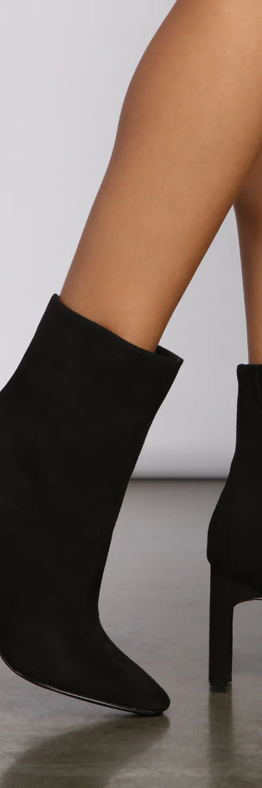 Slay In Basics Faux Suede Block Heel Booties