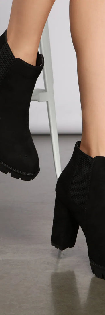Edgy Vibes Lug Sole Block Heel Booties