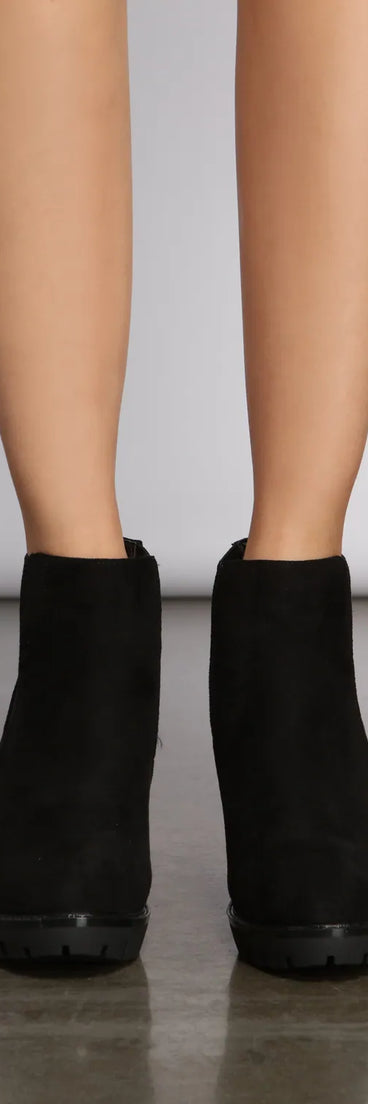 Edgy Vibes Lug Sole Block Heel Booties