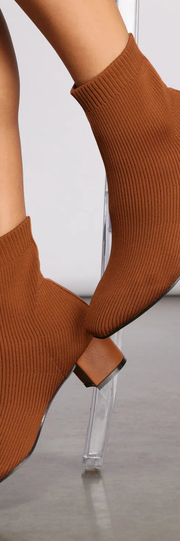 The Right Knit Block Heel Booties