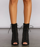 Lace Up Peep Toe Stiletto Heel Booties
