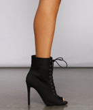 Lace Up Peep Toe Stiletto Heel Booties