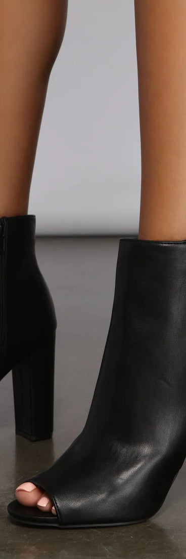 Basic Vibes Peep Toe Faux Leather Booties