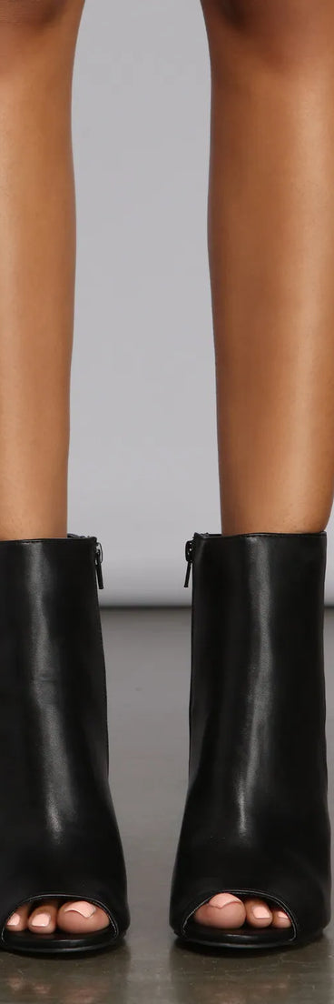 Basic Vibes Peep Toe Faux Leather Booties