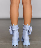 Faux Leather Lug Boots With Pocket
