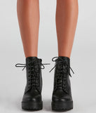 Edgy Babe Platform Lace-Up Booties