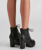 Edgy Babe Platform Lace-Up Booties