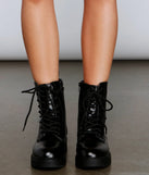 Lace Up Faux Leather Combat Boots