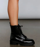 Lace Up Faux Leather Combat Boots