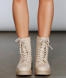 Lace Up Faux Leather Combat Boots
