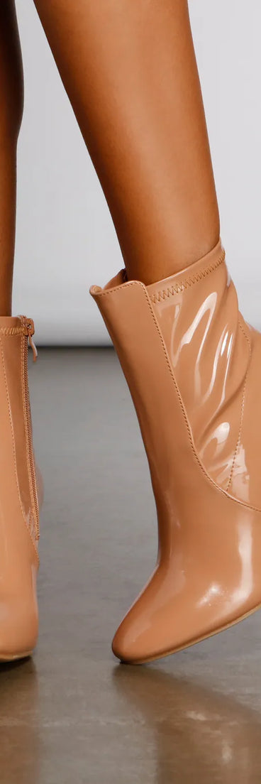 Retro Babe Faux Patent Leather Booties