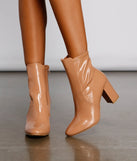 Retro Babe Faux Patent Leather Booties
