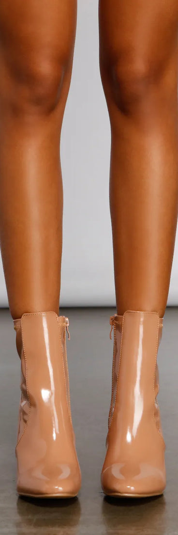 Retro Babe Faux Patent Leather Booties