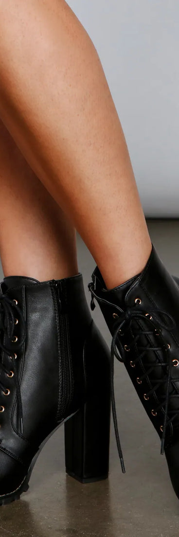 Take It On Lace-Up Booties