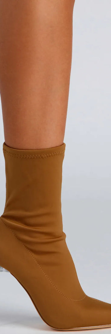 Chic In the Streets Pointed Toe Lucite Booties