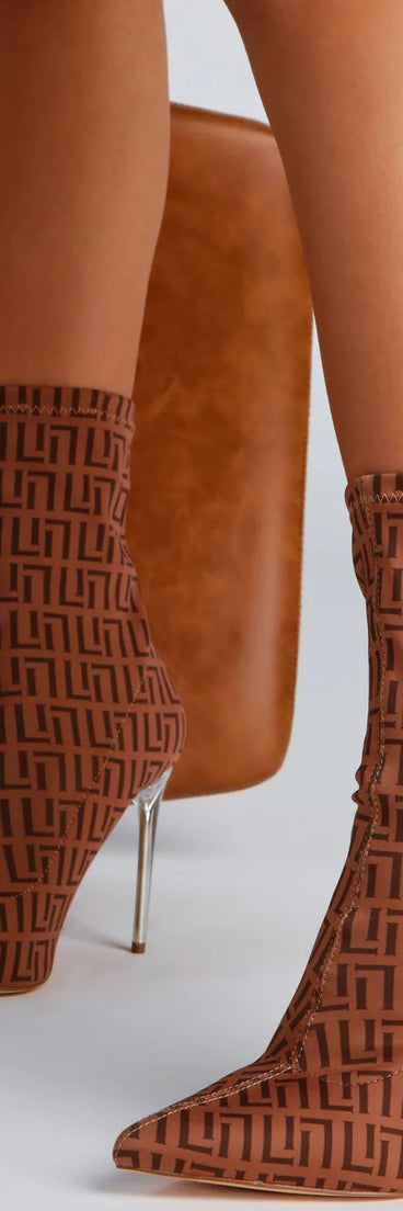 Greek Key Stiletto Booties