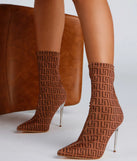 Greek Key Stiletto Booties