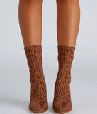 Greek Key Stiletto Booties