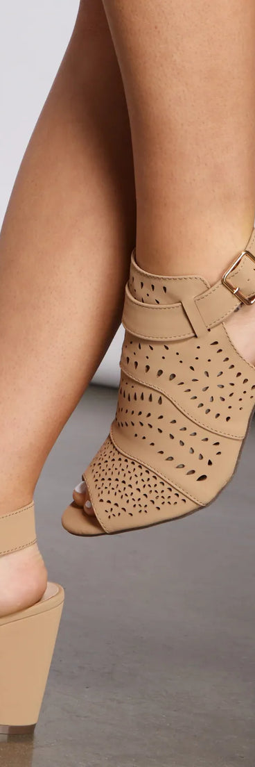 Chic Cuts Perforated Block Heels