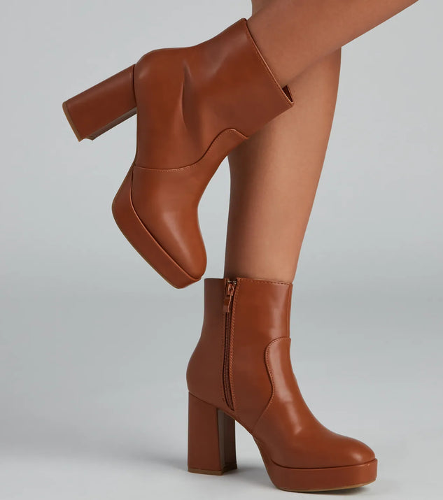 On The Go Block Heel Platform Booties