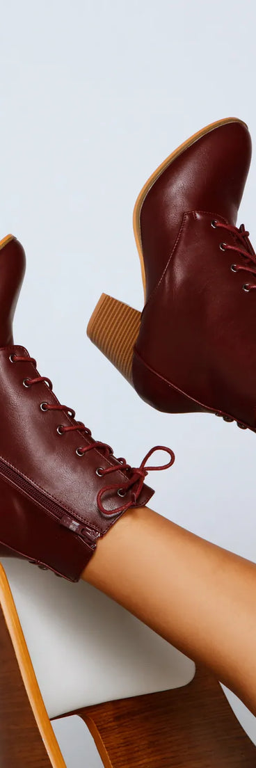 Cozy Cutie Lace-Up Block Heel Booties