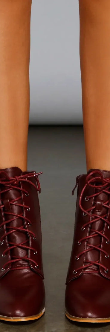 Cozy Cutie Lace-Up Block Heel Booties