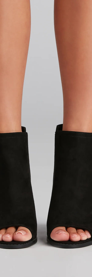 Peep Your Business Stacked Heel Booties