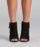 Peep Your Business Stacked Heel Booties
