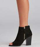 Peep Your Business Stacked Heel Booties