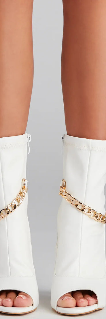 Fab Chain-link Faux Leather Booties