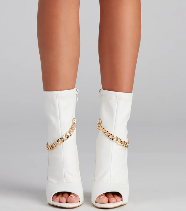 Fab Chain-link Faux Leather Booties