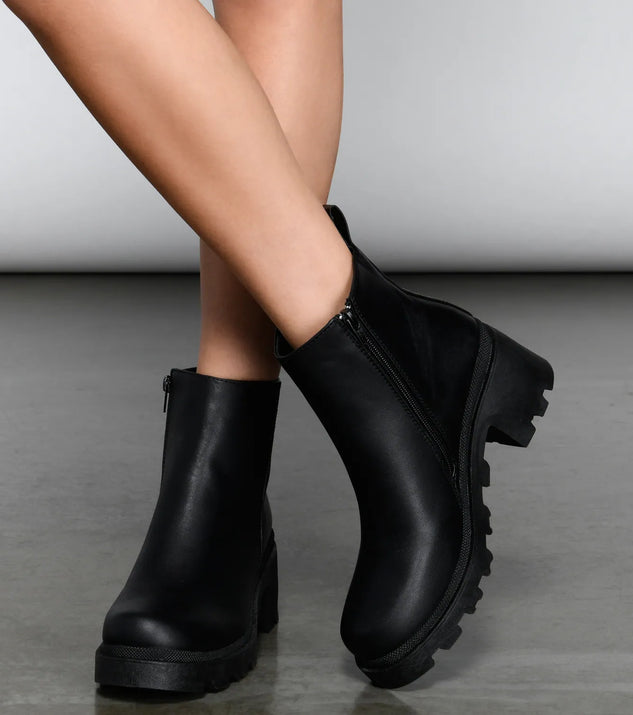 Edgy Glam Lug Sole Ankle Booties