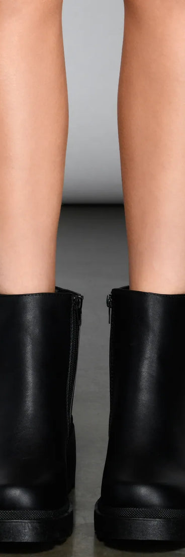 Edgy Glam Lug Sole Ankle Booties