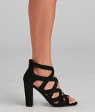 Lattice Work Nubuck Block Heel Booties