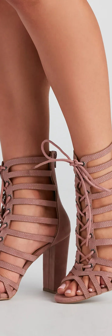 Strapped In Nubuck Lace-Up Booties