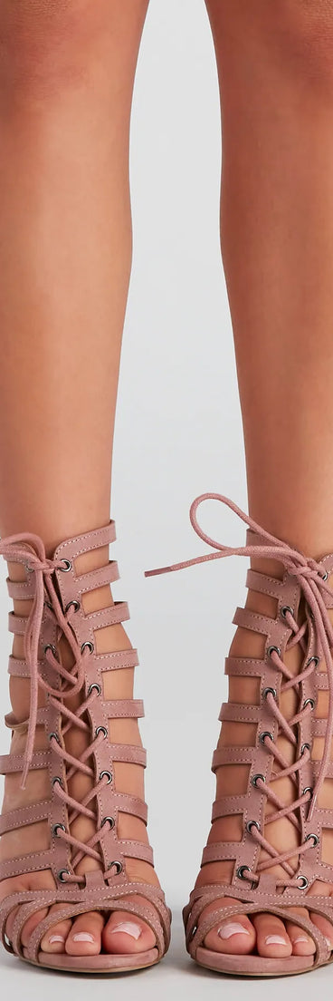Strapped In Nubuck Lace-Up Booties