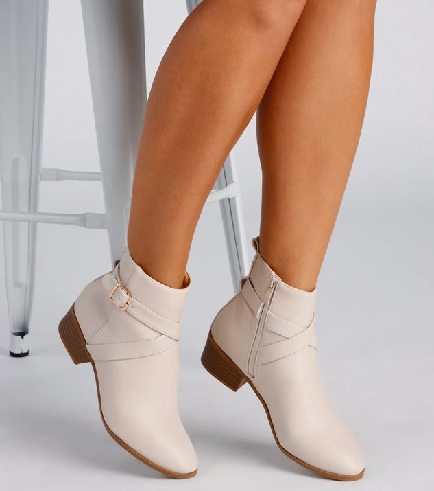 Buckle Up Stacked Heel Ankle Booties
