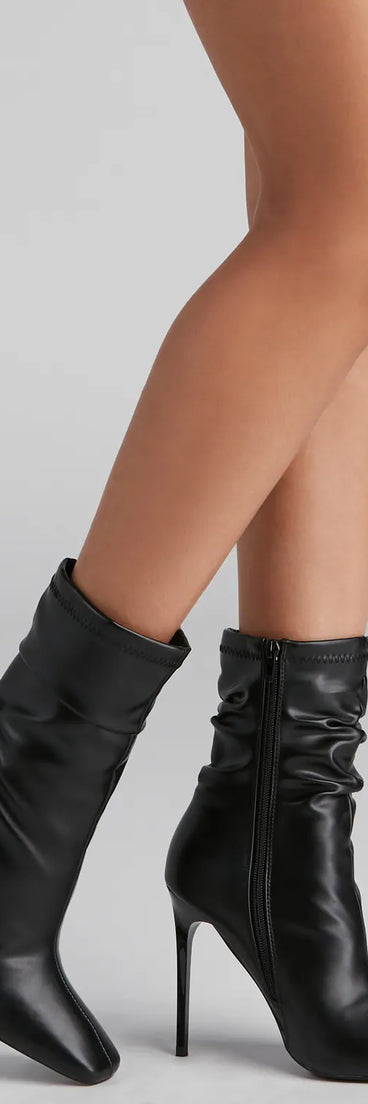 Ruched Life Faux Leather Booties