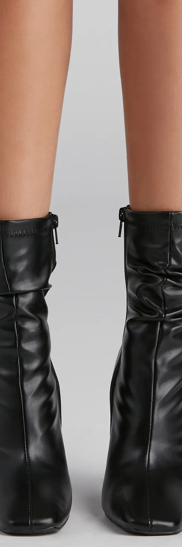 Ruched Life Faux Leather Booties